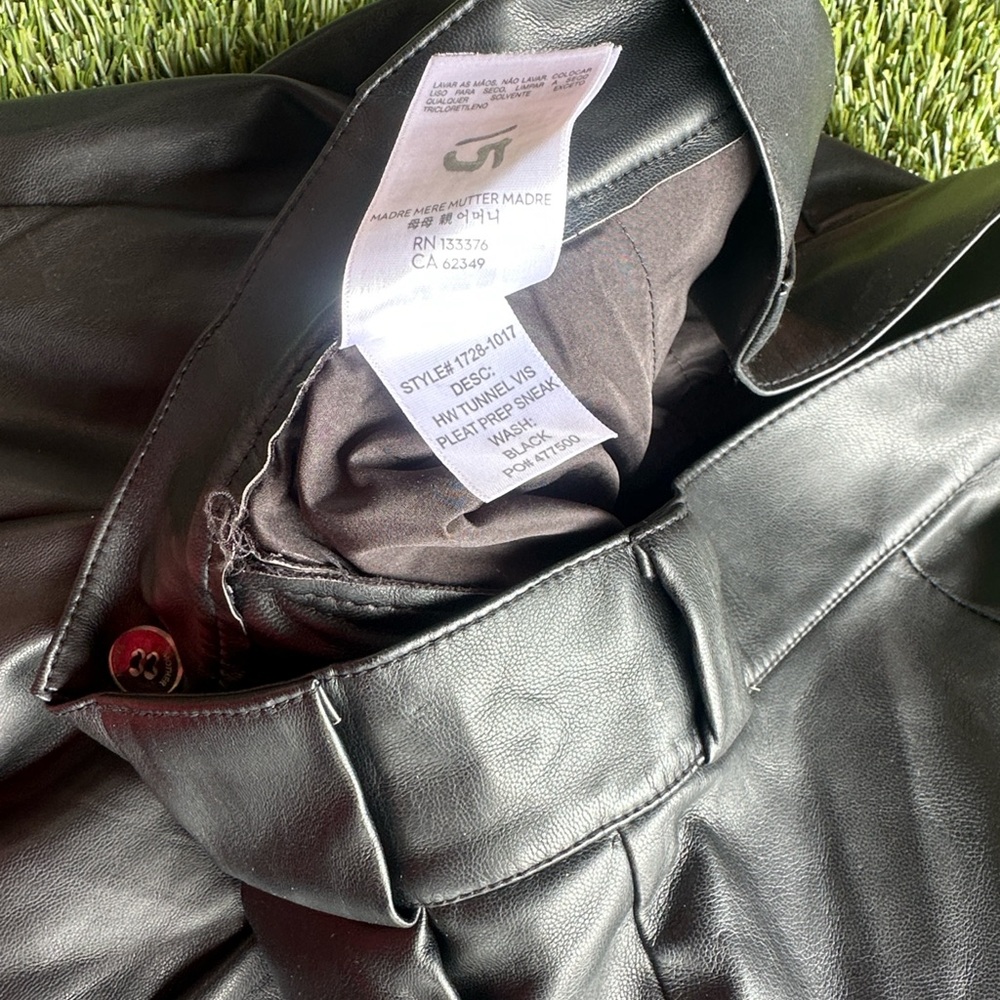 MOTHER High Waisted Tunnel Vision Pleated Prep Sneak Feaux Leather Pants Size 27 - Picture 8 of 14